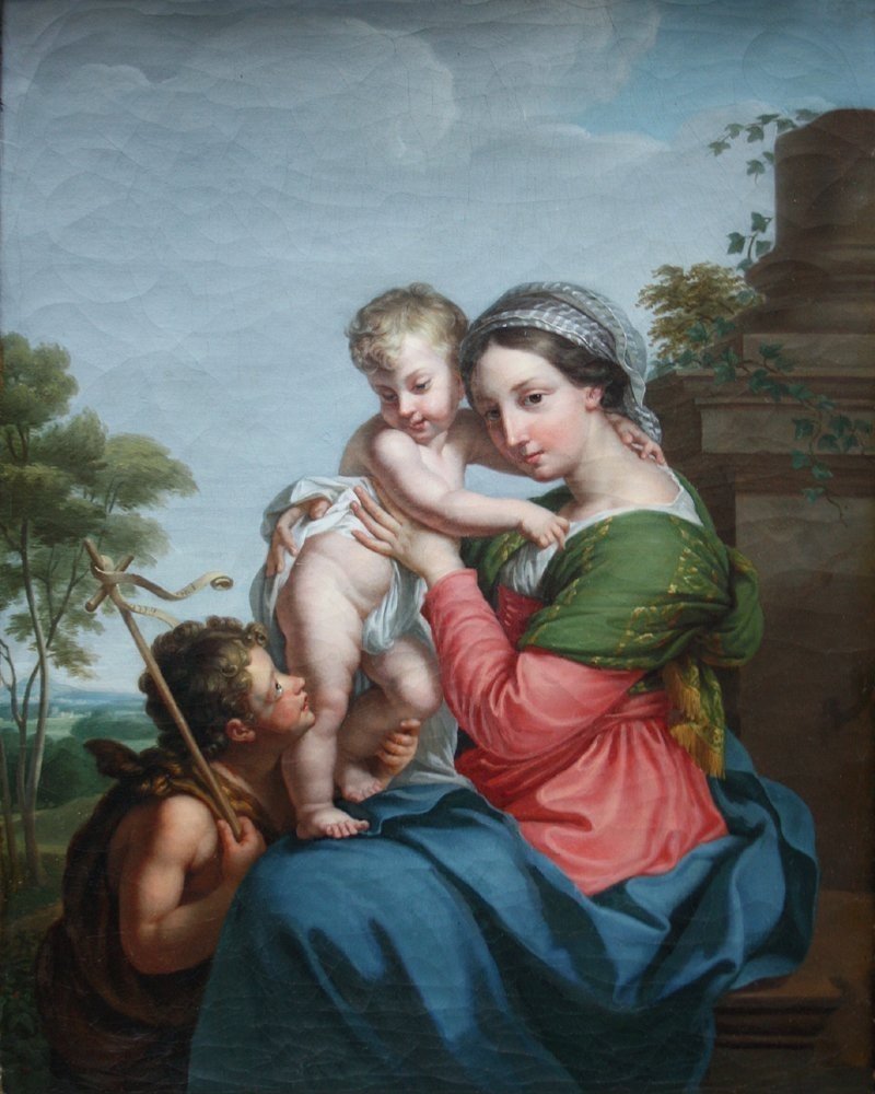 "Vierge à l'Enfant Jésus et Saint Jean-Baptiste", école française du début du XIXe siècle-photo-2