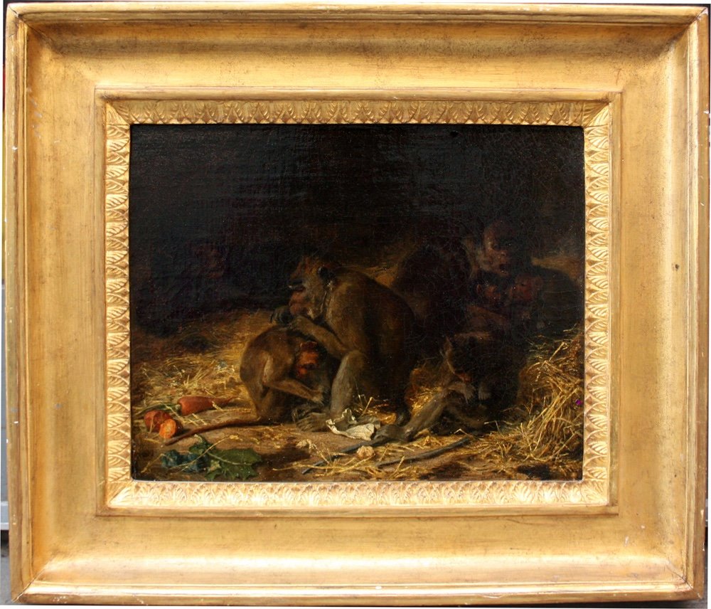 Famille Macaque par  Paul Friedrich Meyerheim (allemand 1842 -1915)
