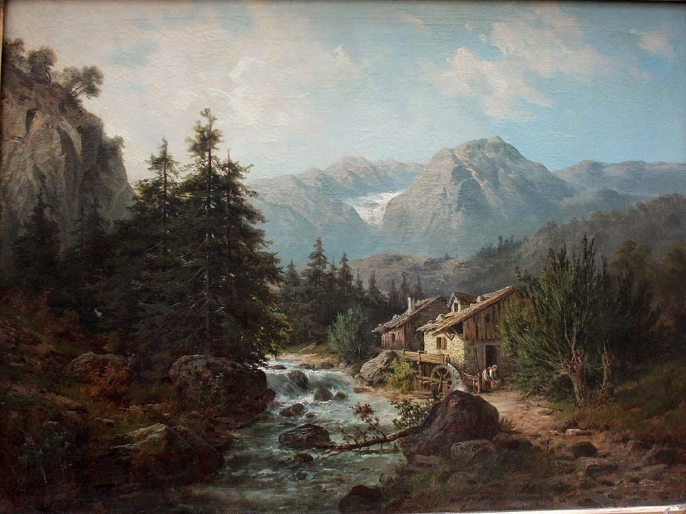 Antonio Julius Karl Rose (1828-1911) Alpine Landscape With A Stream-photo-2