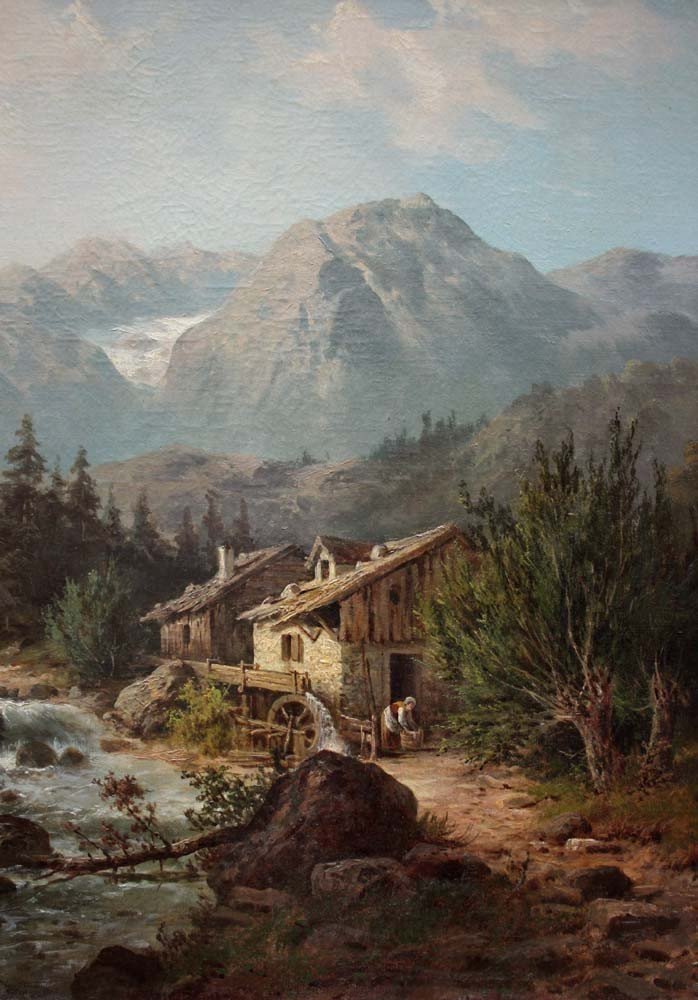 Antonio Julius Karl Rose (1828-1911) Alpine Landscape With A Stream-photo-4