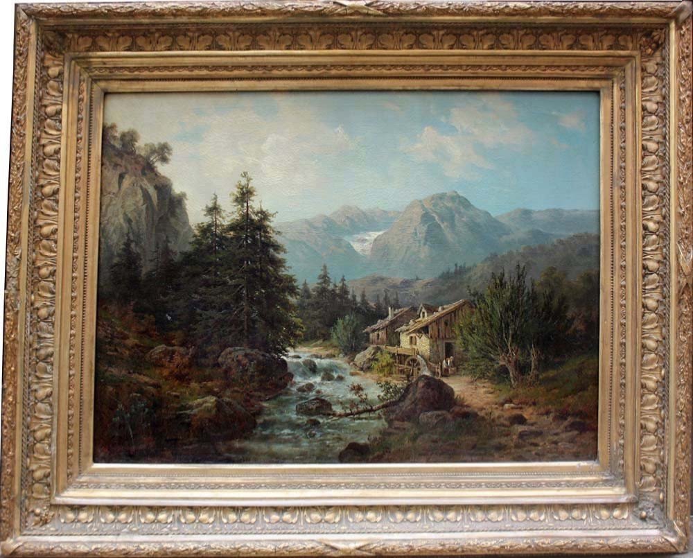 Antonio Julius Karl Rose (1828-1911) Alpine Landscape With A Stream