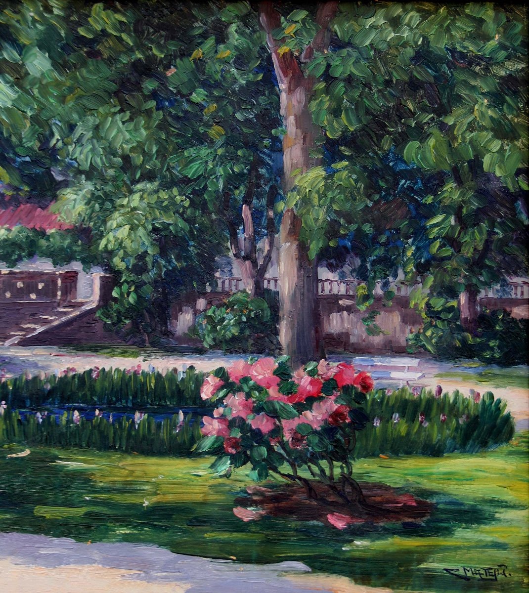 Vue d'un jardin de ville à Praque par Celestin Matějů ( Tchèque 1880 - 1959)-photo-2