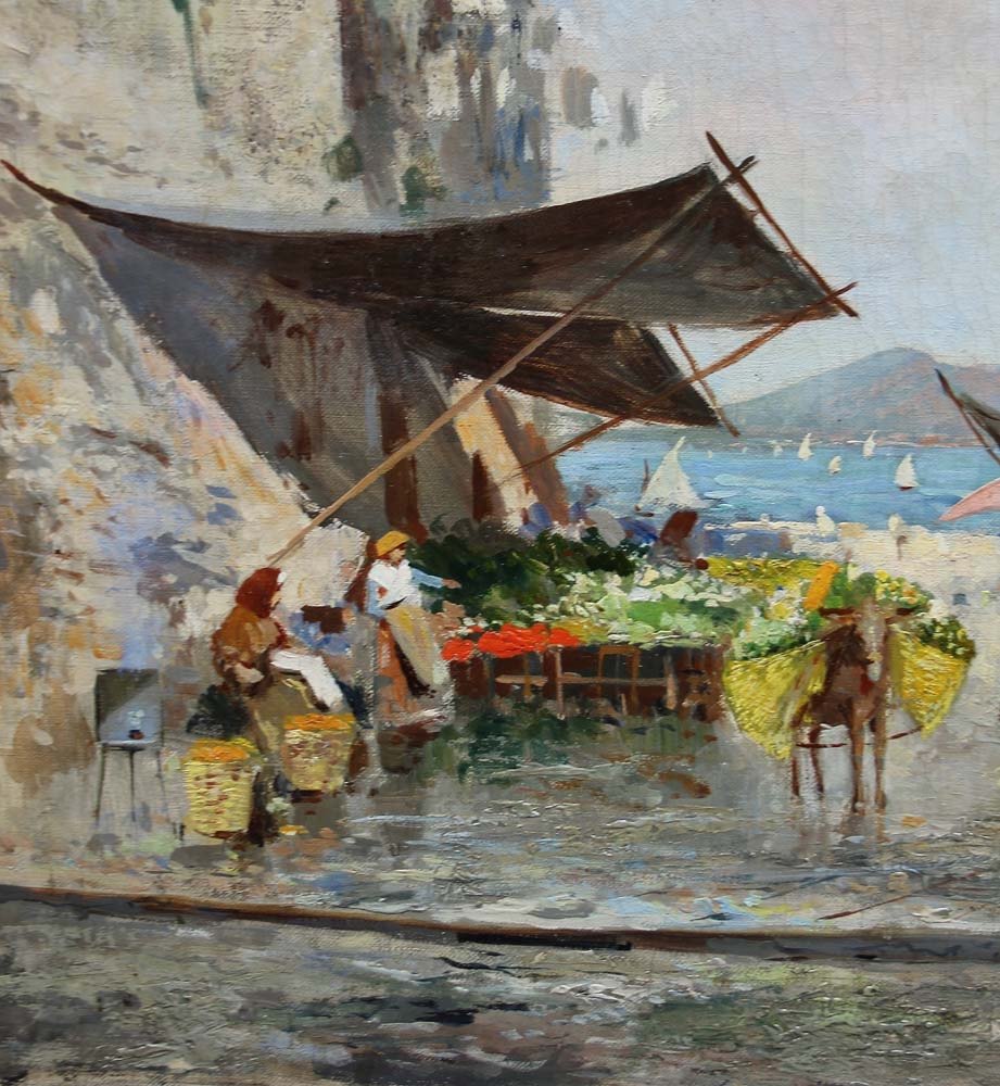 Market Scene In Naples By Oscar Ricciardi (1864 - 1935)-photo-4