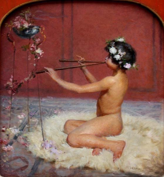 "a Child Playing The Flute" By Leo Bernhard Eichhorn (1872 Lvov/ Russian Empire - 1957 Buenos)-photo-2