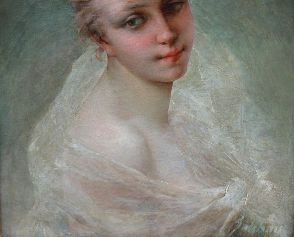 Portrait Of A Beauty  By Jean Alcide Henri Boichard (french, Born 1817)-photo-4