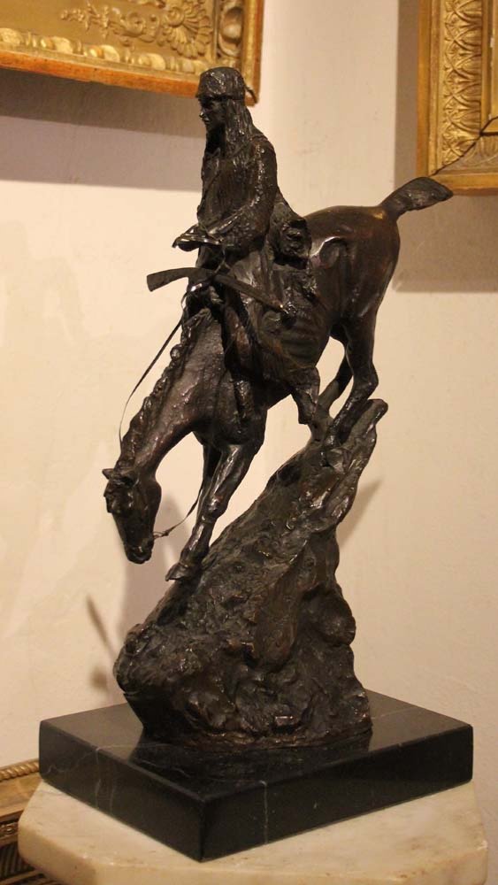 "Homme de montagne", Bronze vers 1920, signé, d'après Frederic Remington (américain 1861-1909)-photo-4