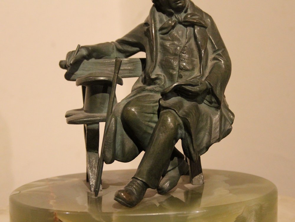 Sculpture en bronze du compositeur Franz Schubert, Vienne, vers 1900-photo-3