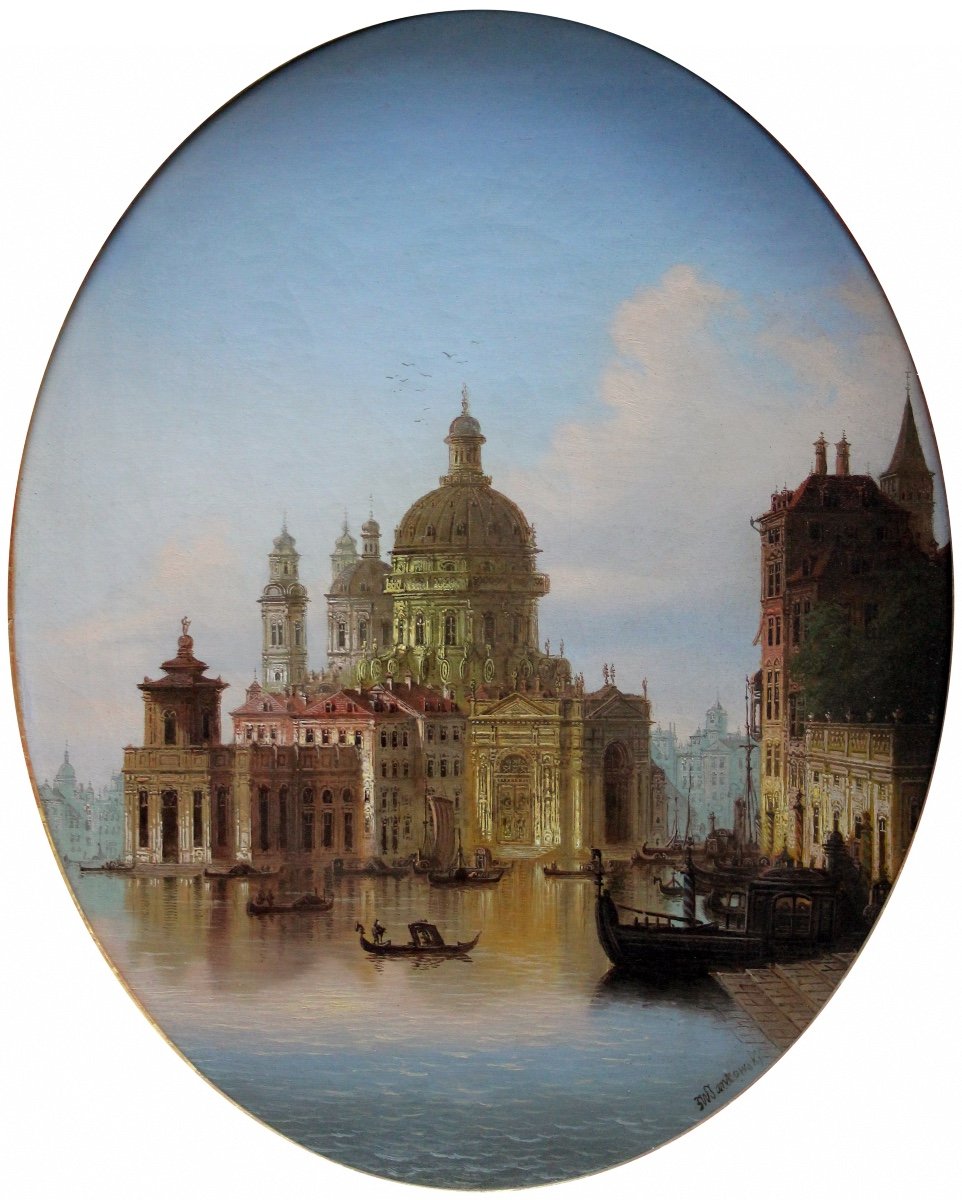 Une paire de vues : Venise et Rome par J. Wilhelm Jankowski ( Bohême 1825 - 1870 Autriche)-photo-3