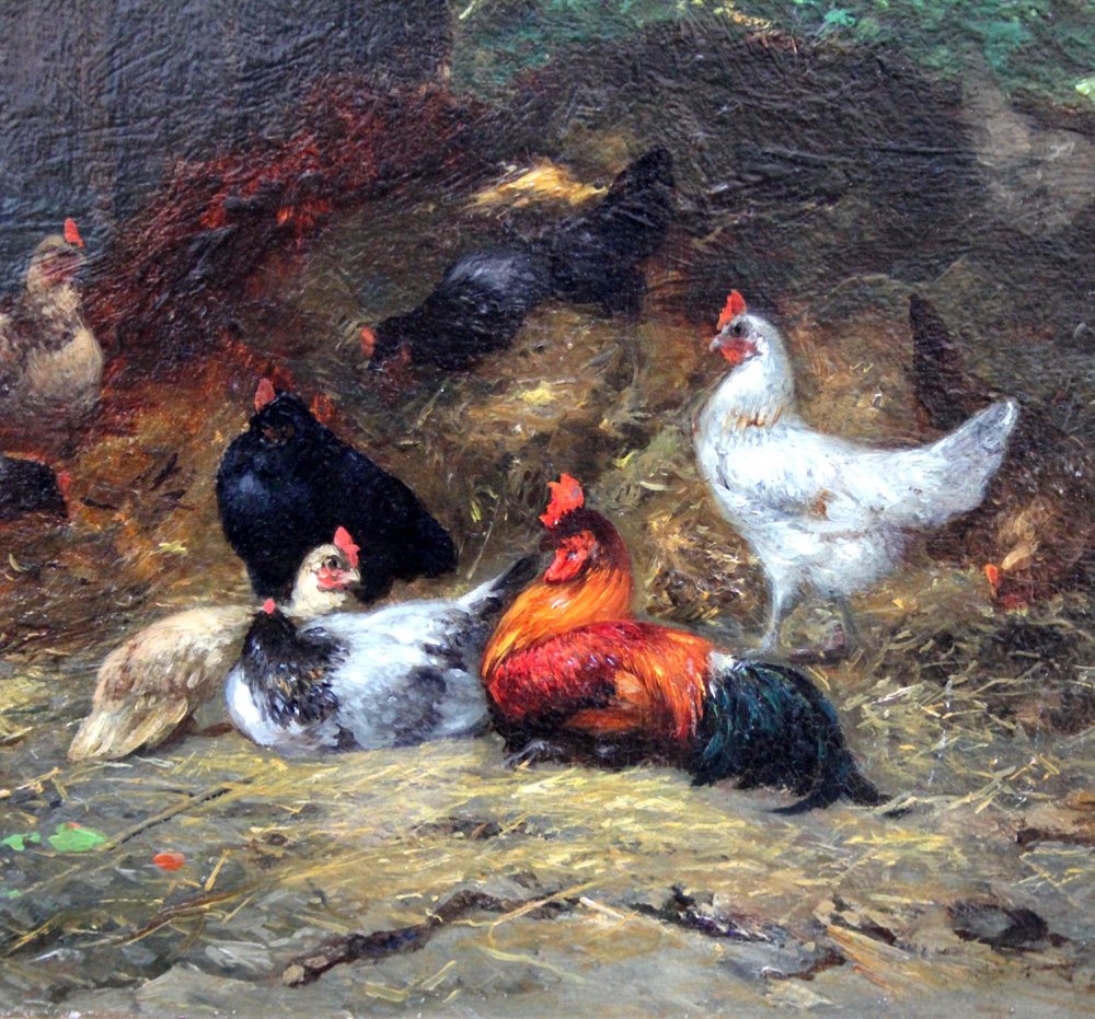 Chicken Yard By Eugène Remy Maes (dutch, 1849 - 1931)-photo-3