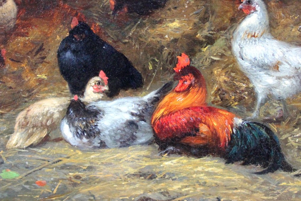 Chicken Yard By Eugène Remy Maes (dutch, 1849 - 1931)-photo-4