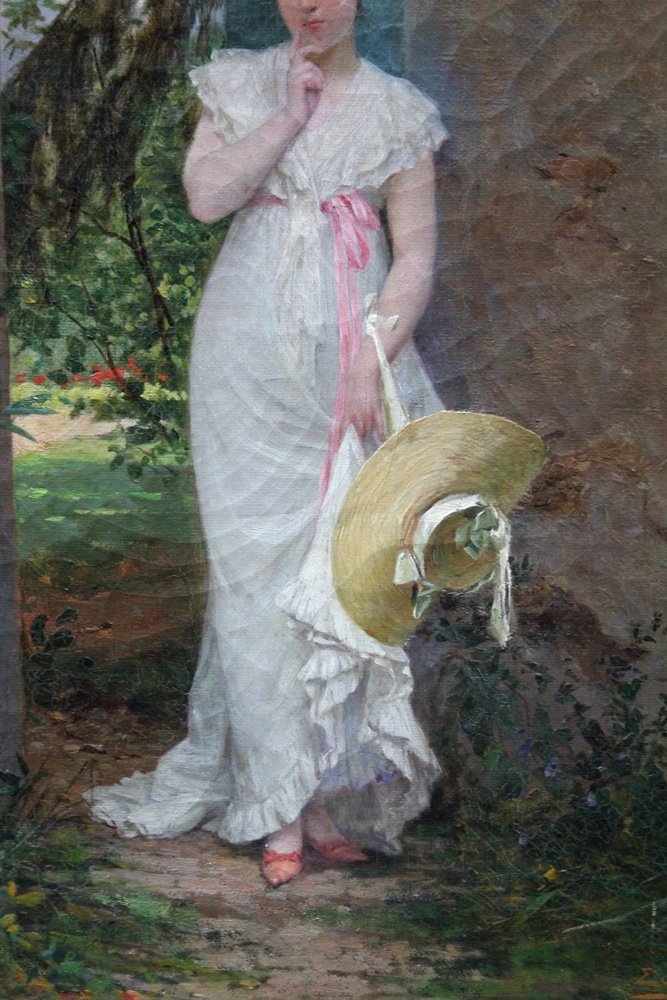 Dame avec un chapeau de soleil devant la porte du parc Eugène Deully (Français, 1860 - 1933)-photo-2