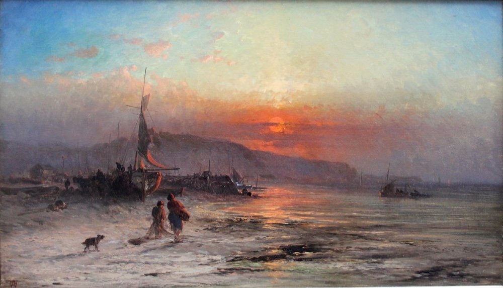 Coastal Landscape At Sunset By George Augustus Williams (british, 1814-1901)-photo-2