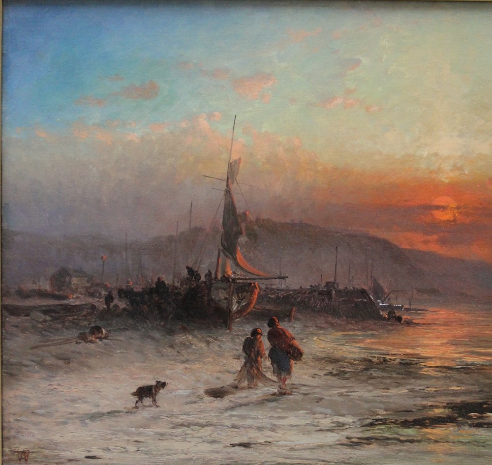 Coastal Landscape At Sunset By George Augustus Williams (british, 1814-1901)-photo-4
