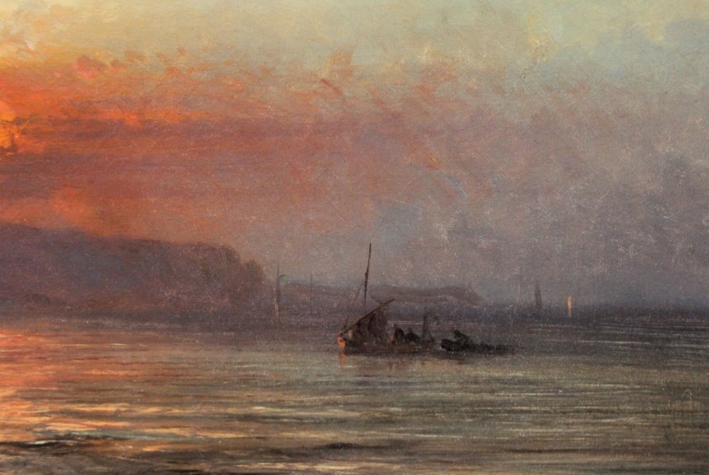 Coastal Landscape At Sunset By George Augustus Williams (british, 1814-1901)-photo-5