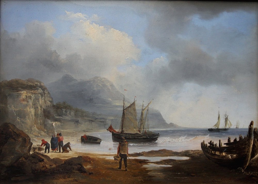 Unloading Of Fishing Catches By Raymond Eugène Goethals (french, 1804 - 1864)-photo-2