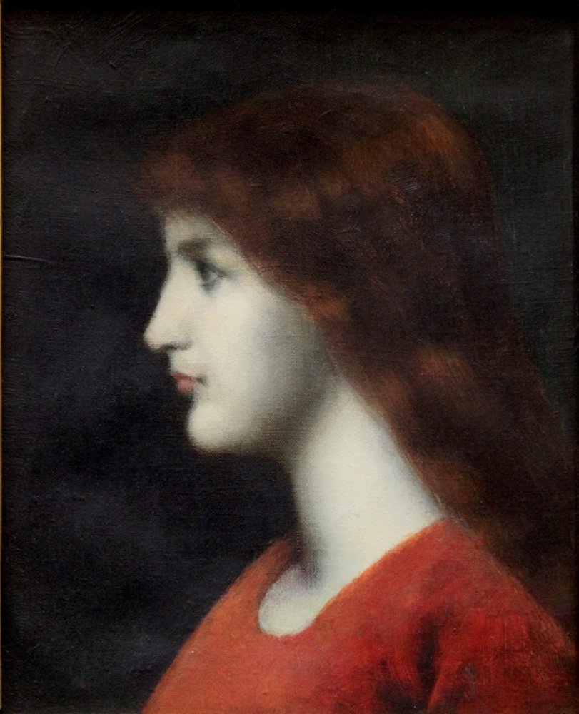 Jean Jacques Henner (french, 1829 - 1905) Portrait Of A Young Woman-photo-2