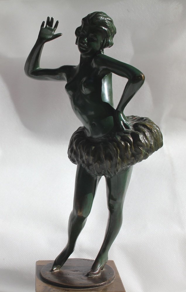 Stephan Dakon (austrian, 1904-1997), Art Deco Bronze Sculpture Of A Half-naked Dancer-photo-2