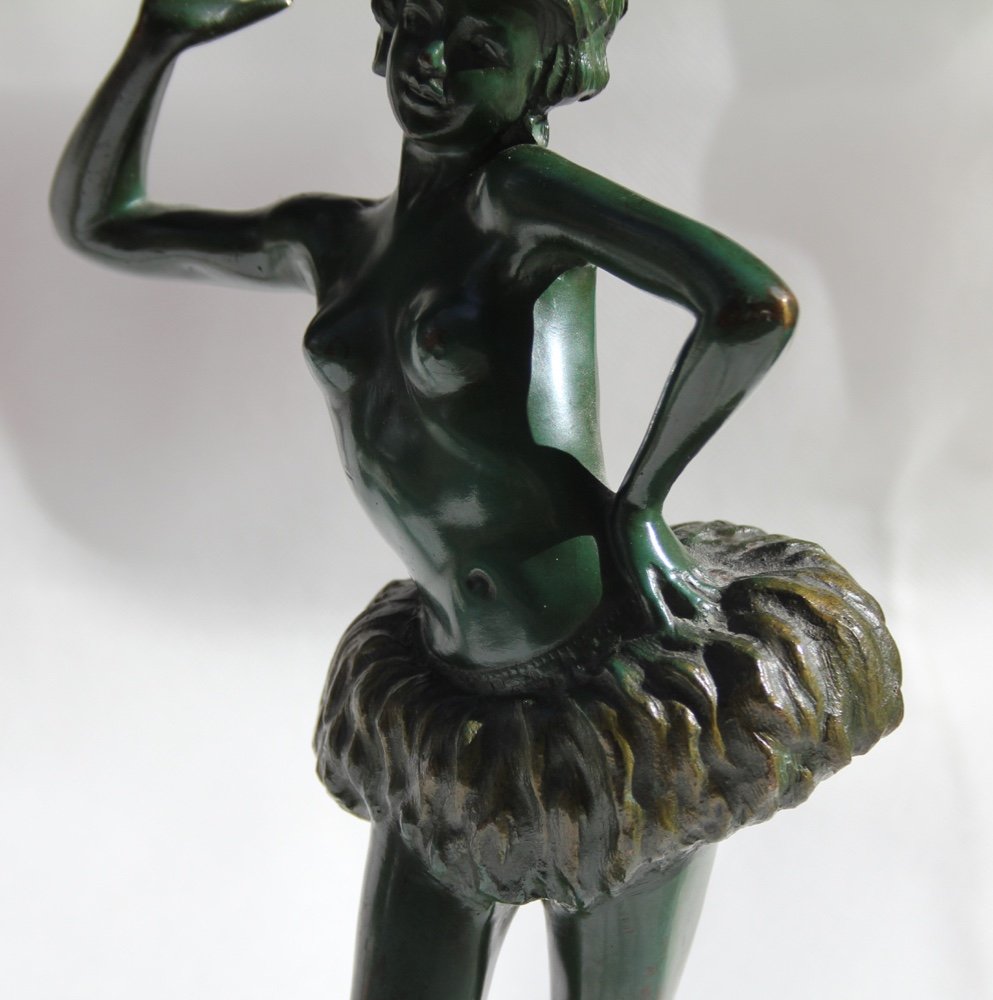 Stephan Dakon (austrian, 1904-1997), Art Deco Bronze Sculpture Of A Half-naked Dancer-photo-1