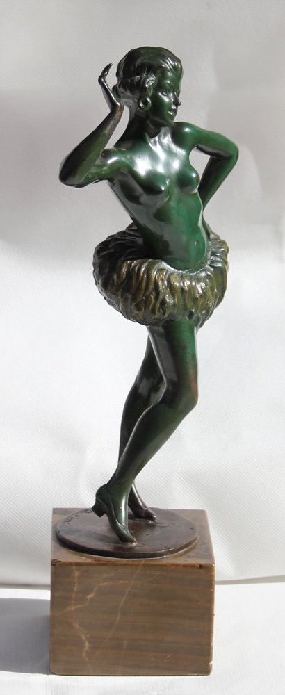 Stephan Dakon (austrian, 1904-1997), Art Deco Bronze Sculpture Of A Half-naked Dancer-photo-3