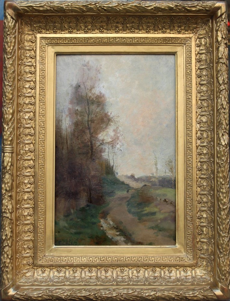 Paul Désiré Trouillebert (french, 1829 - 1900) Impressionist Landscape