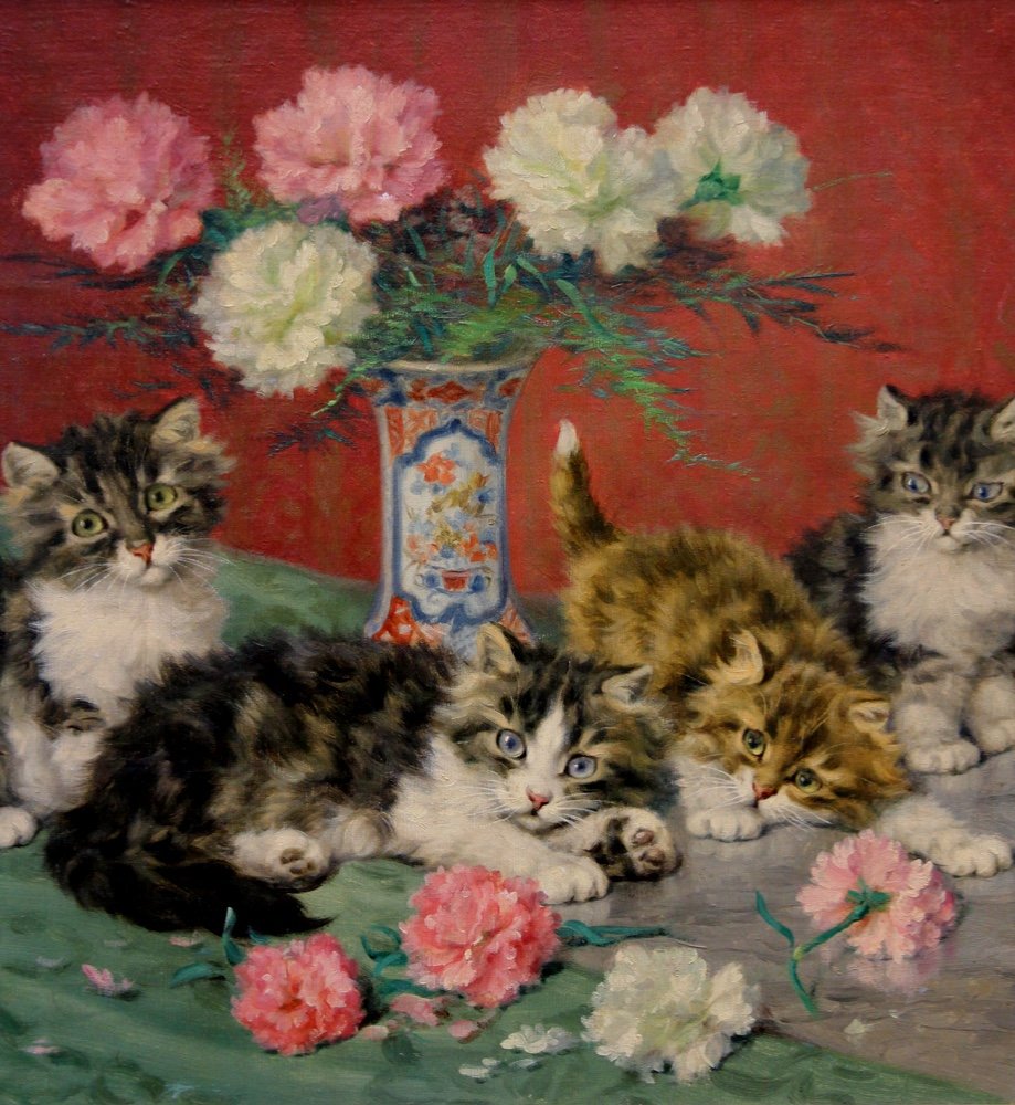 Daniel Merlin (français, 1861 - 1933) Chatons et fleurs-photo-3