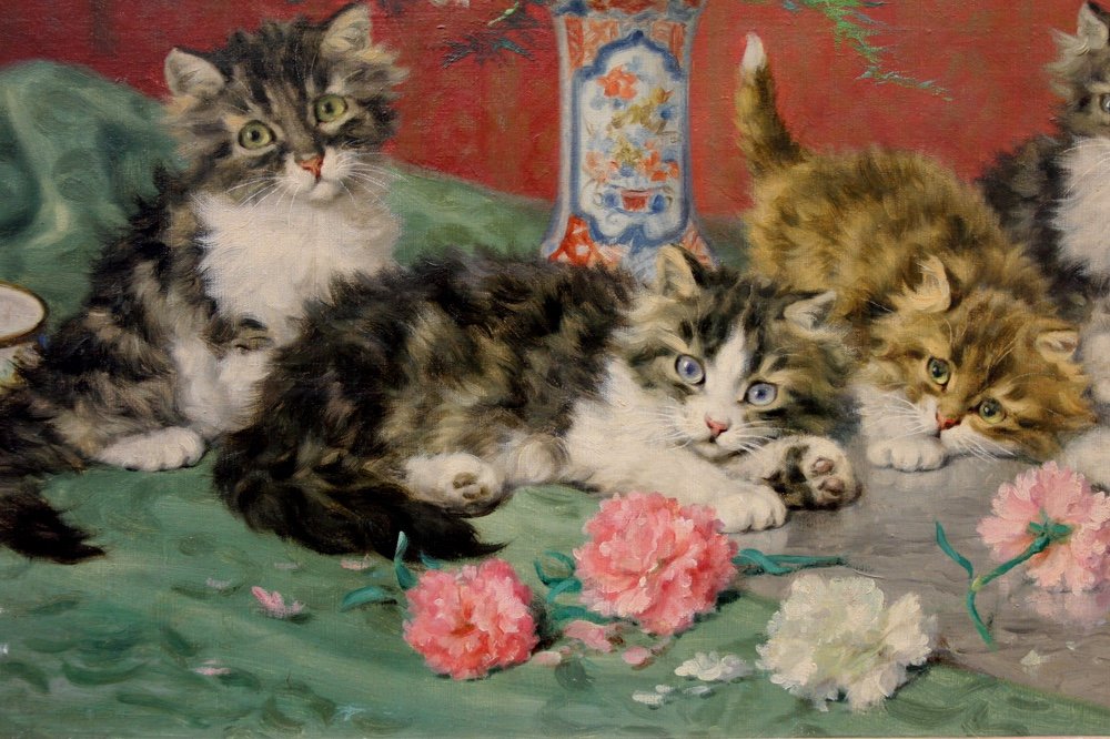 Daniel Merlin (français, 1861 - 1933) Chatons et fleurs-photo-4