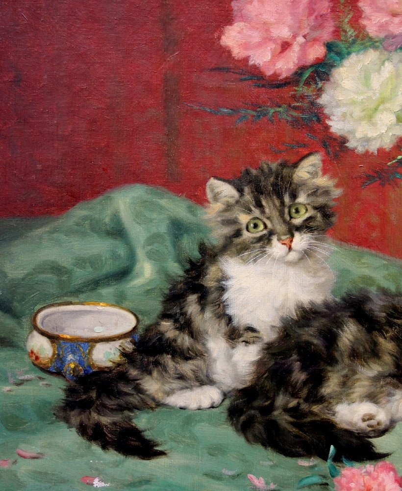 Daniel Merlin (français, 1861 - 1933) Chatons et fleurs-photo-2