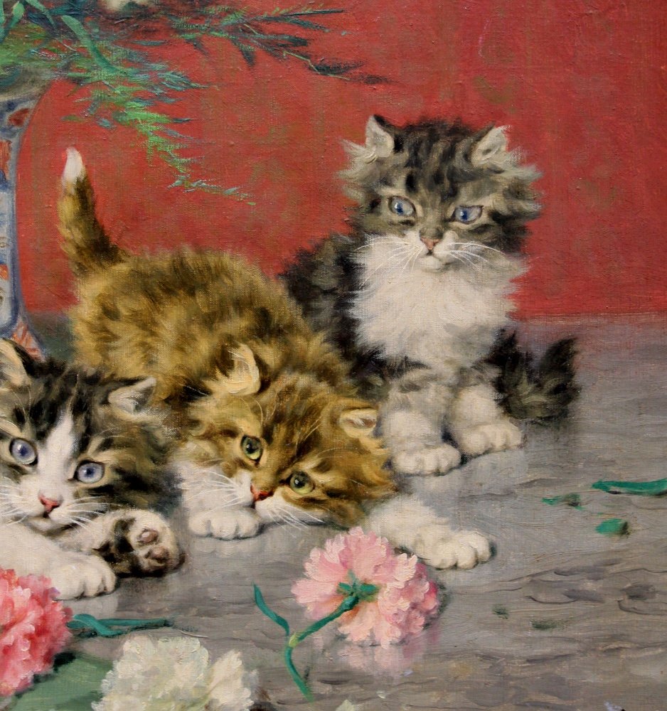 Daniel Merlin (français, 1861 - 1933) Chatons et fleurs-photo-3