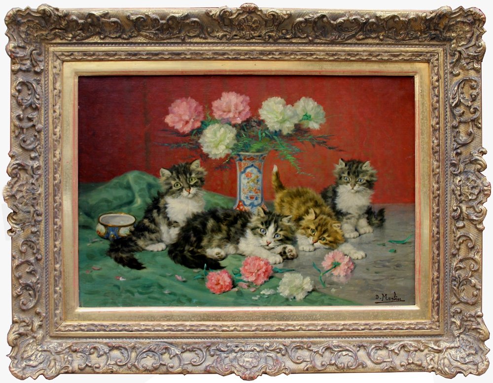 Daniel Merlin (français, 1861 - 1933) Chatons et fleurs