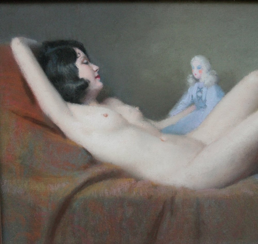 Reclining Nude With A Toy By Robert Louis Raymond Duflos (1898 - 1929)-photo-3