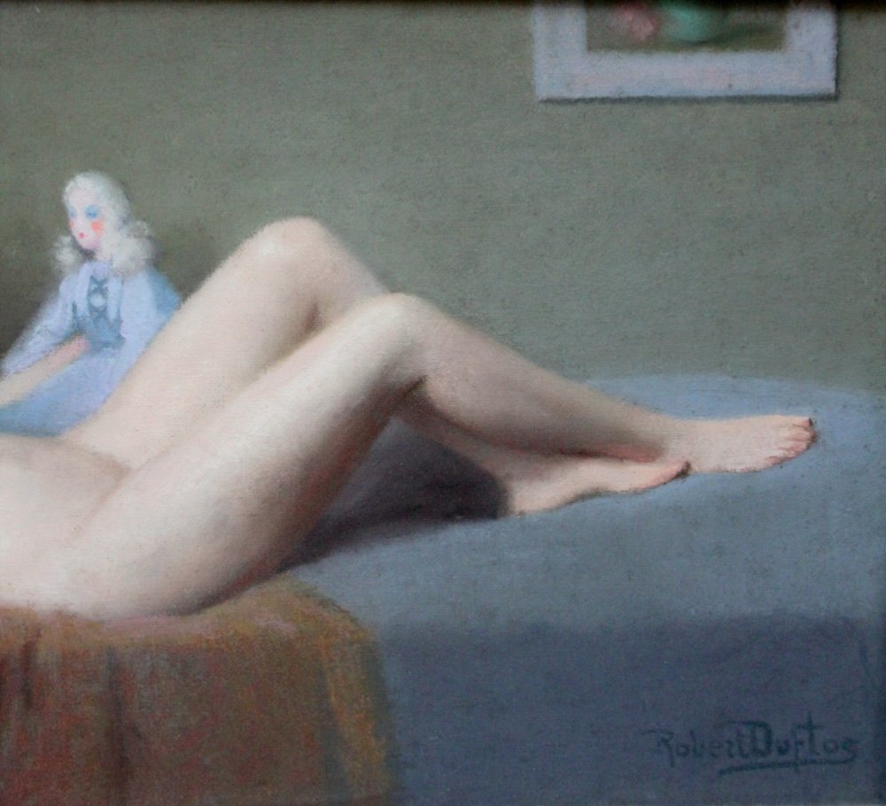 Reclining Nude With A Toy By Robert Louis Raymond Duflos (1898 - 1929)-photo-2