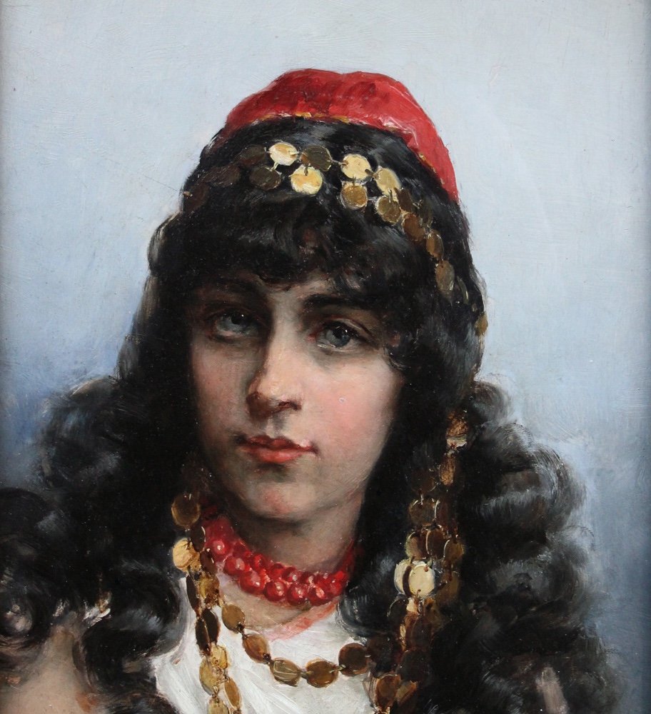 Portrait d'une beauté orientale par James Emery MAXFIELD (Américain 1848- 1919)-photo-3