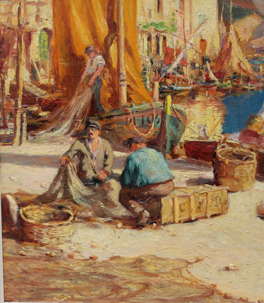 Motif de Martiques dans le sud de la France par Léon Noireaut (1886 - 1960)-photo-3