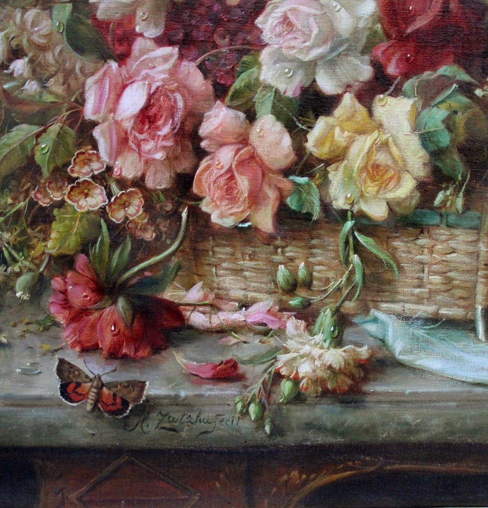 Hans Zatzka (austria 1859-1945), Magnificent Still Life With Flowers, Birds And Butterflies-photo-2