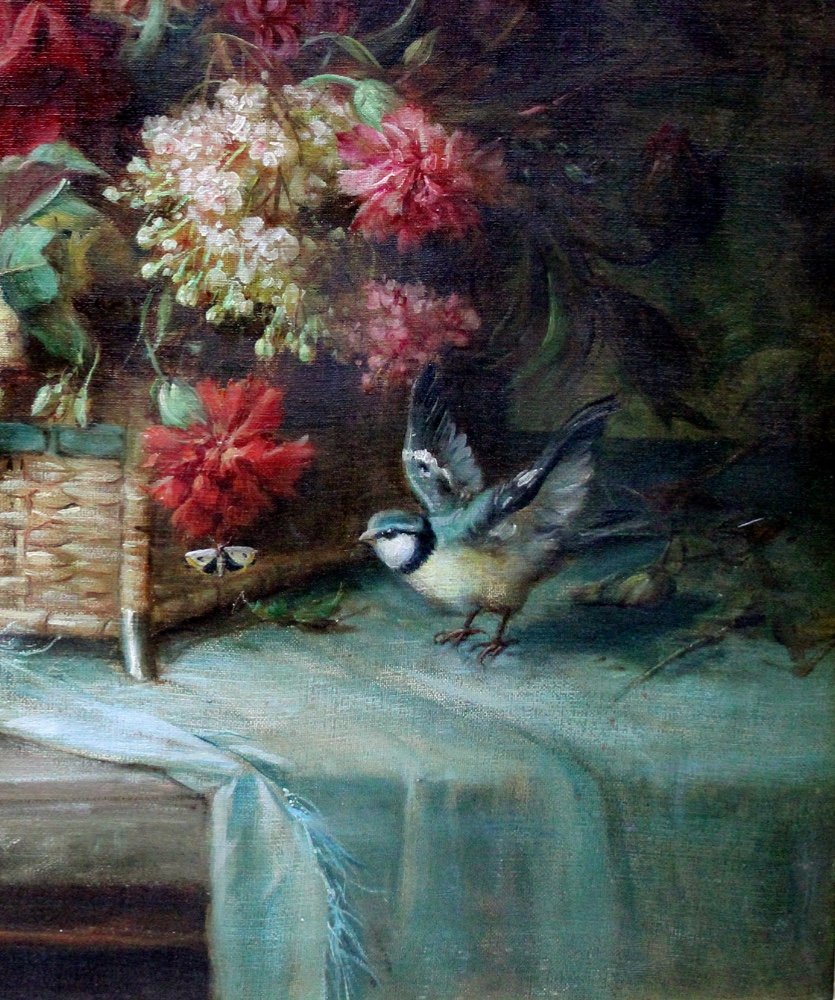 Hans Zatzka (austria 1859-1945), Magnificent Still Life With Flowers, Birds And Butterflies-photo-4