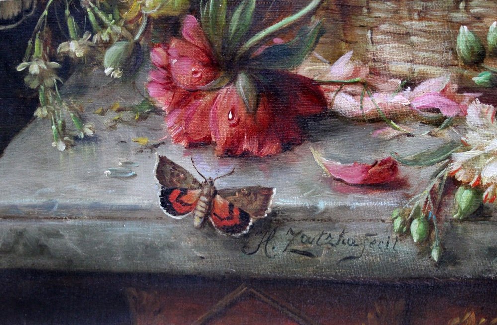 Hans Zatzka (austria 1859-1945), Magnificent Still Life With Flowers, Birds And Butterflies-photo-6