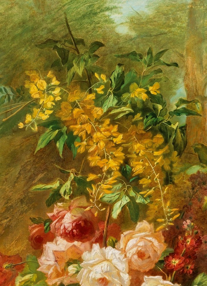 Joseph-Auguste Dupasquier (français, 1817 - 1878), Magnifique nature morte aux roses-photo-1