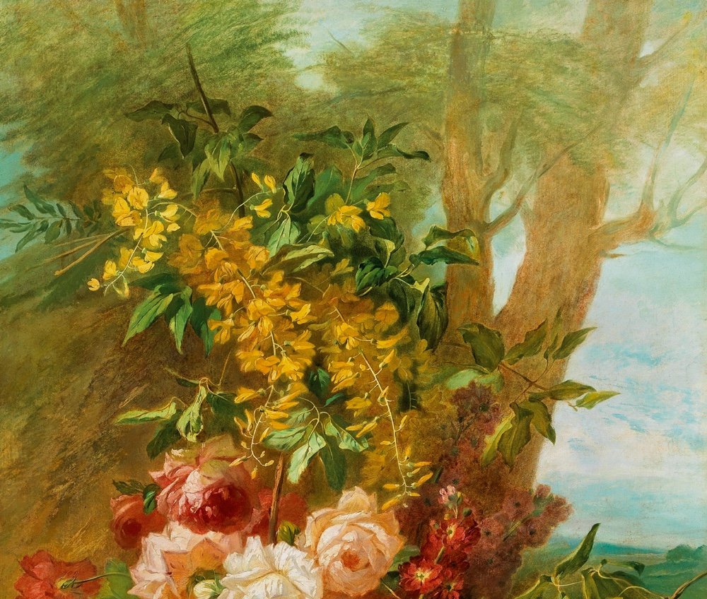 Joseph-Auguste Dupasquier (français, 1817 - 1878), Magnifique nature morte aux roses-photo-2