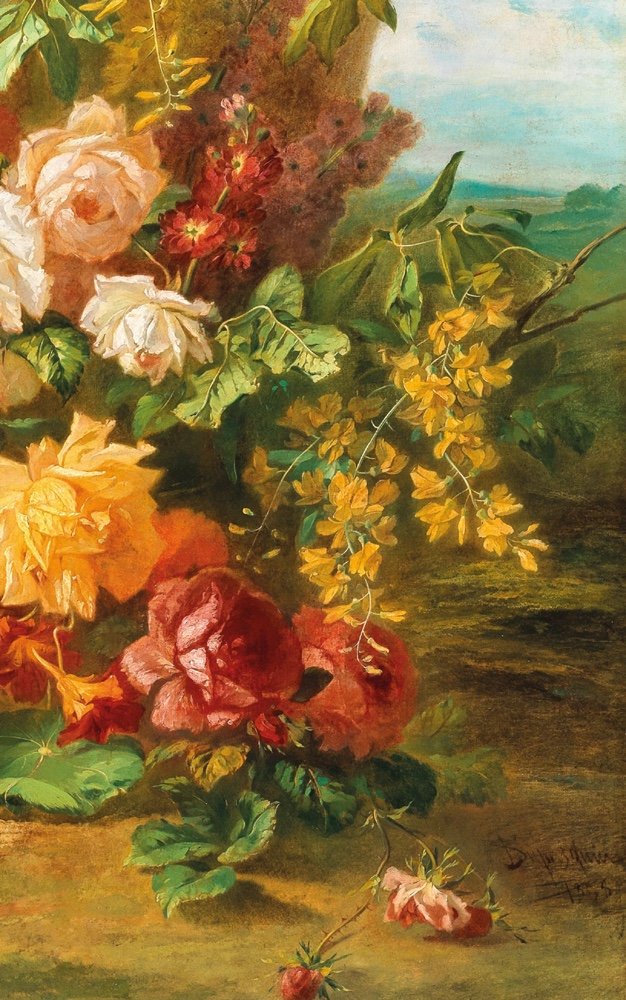 Joseph-Auguste Dupasquier (français, 1817 - 1878), Magnifique nature morte aux roses-photo-4