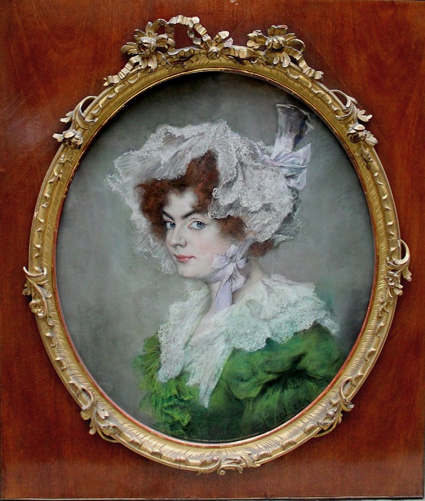 Leopold Widliczka (1870 Vienne - 1940 Ny) Portrait d'une jeune femme  au chapeau