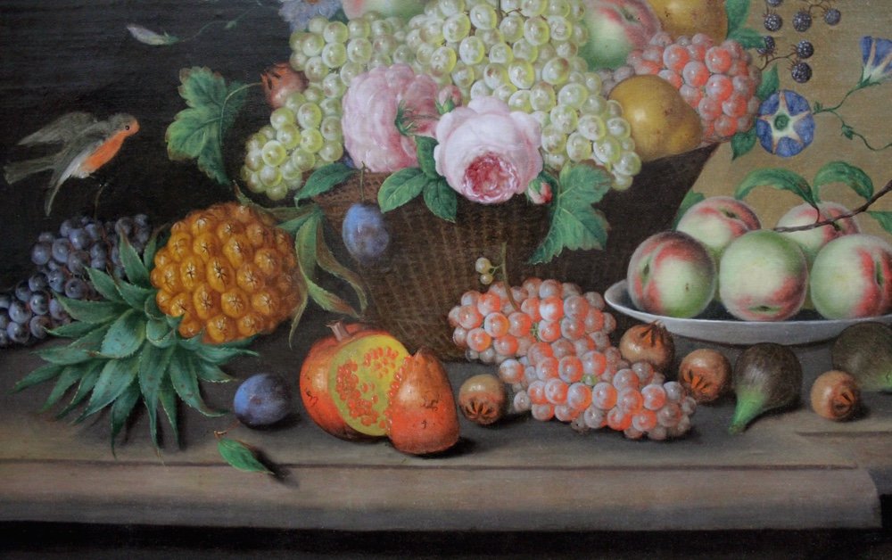 Nature morte monumentale avec différents fruits et fleurs de Georg Seitz (Autrichien 1810-1870)-photo-1