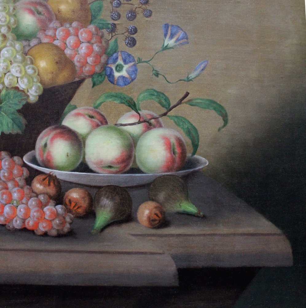 Nature morte monumentale avec différents fruits et fleurs de Georg Seitz (Autrichien 1810-1870)-photo-3