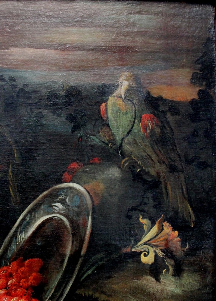 ELIZABETHA MARCHIONI (Rovigo /Vénétie vers 1700), Nature morte aux fleurs et perroquet)-photo-4