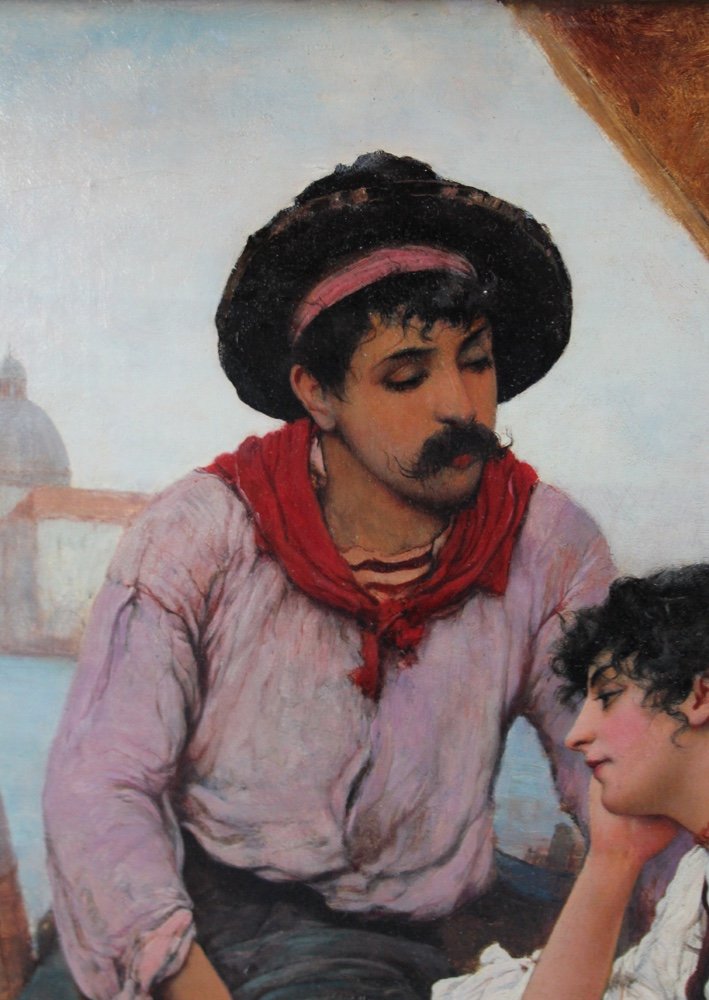 A Couple In Love On The Venetian Pier By Franz Leo Ruben (1842 - 1920), Attributed-photo-3