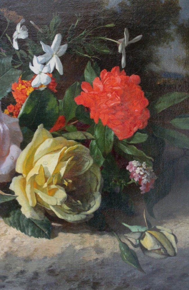 Nature morte aux roses de David Émile Joseph De Noter (1825 - 1892)-photo-3