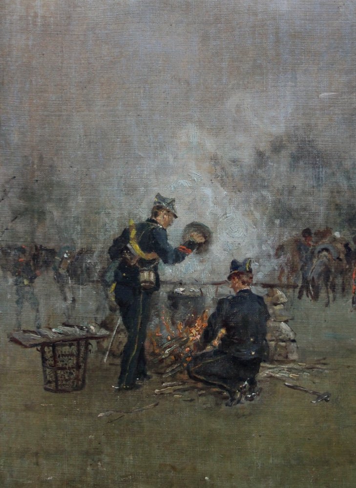 Camp Militaire par Carlo Adolfo Barone (italien, 1861 - 1936)-photo-4