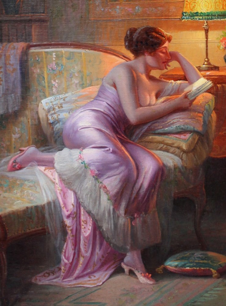 Scène de boudoir I par Max Albert Carlier (Belge, 1872-1938)-photo-3