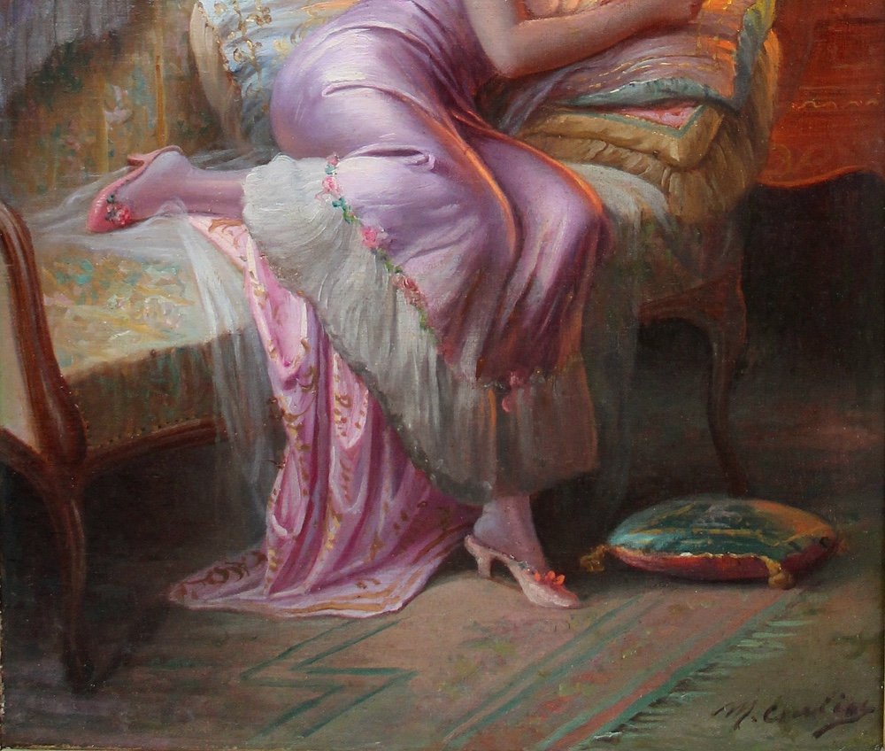 Scène de boudoir I par Max Albert Carlier (Belge, 1872-1938)-photo-4