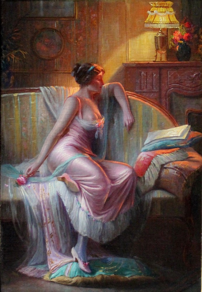 Boudoir Scene II By Max Albert Carlier ( Belgian 1872-1938)-photo-2