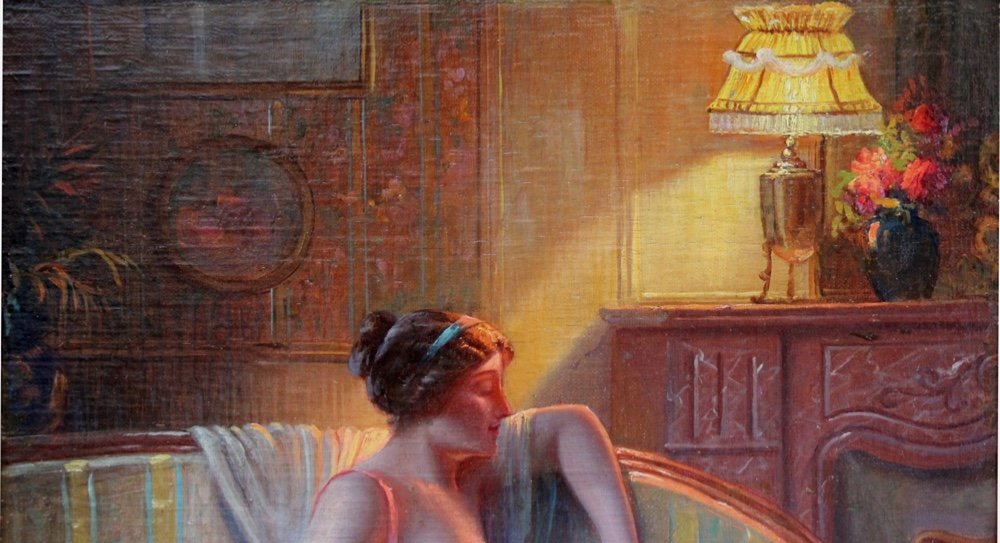 Boudoir Scene II By Max Albert Carlier ( Belgian 1872-1938)-photo-2